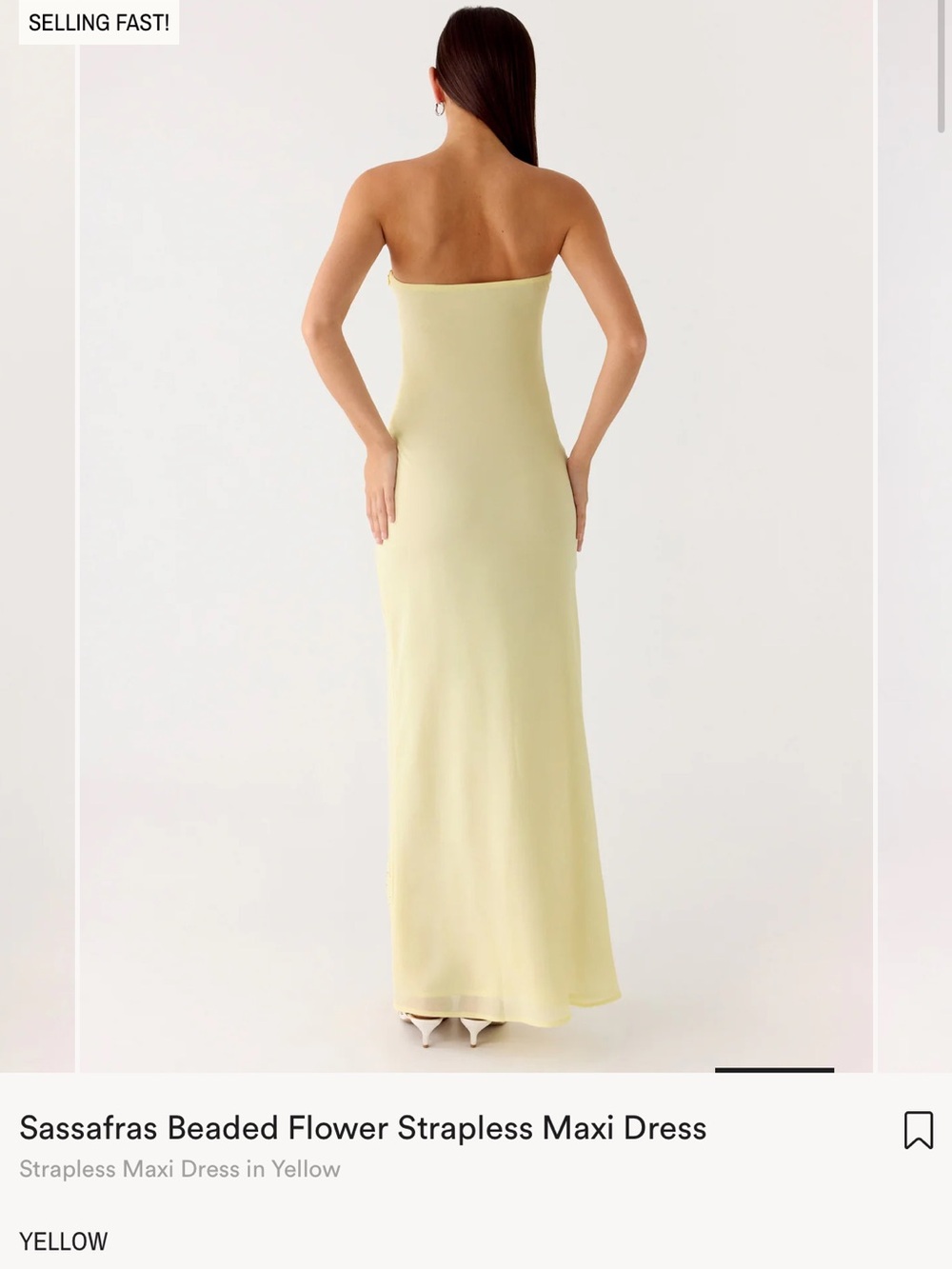 Peppermayo Beaded Flower Strapless Maxi Dress in Yellow - Picture 3 of 5